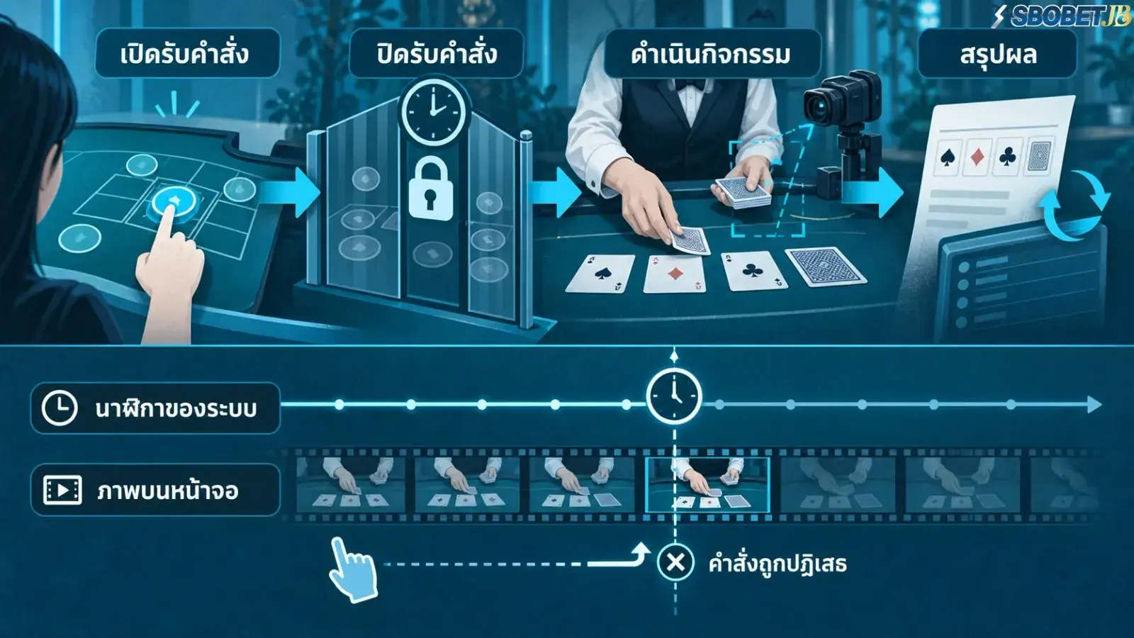 ภาพภาพเหตุการณ์ประกอบเกี่ยวกับลำดับการใช้งาน โดยจัดองค์ประกอบให้สื่อสารใจความของเนื้อหาส่วนนี้อย่างชัดเจน. ภาพใช้เป็นสื่อประกอบเพื่อช่วยให้ผู้อ่านเห็นภาพของประเด็นได้ง่ายขึ้น.