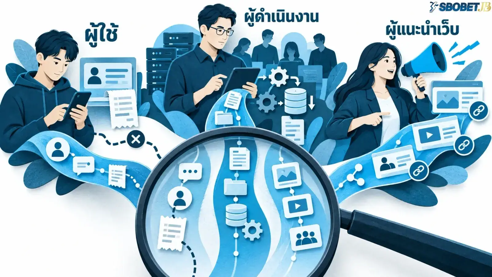 ภาพถ่ายแนวสารคดีบันทึกช่วงเวลาของผู้ใช้งานที่กำลังเปิดดูข้อมูลบนสมาร์ตโฟนในชีวิตประจำวันอย่างเป็นธรรมชาติ. ภาพนี้ช่วยสะท้อนพฤติกรรมในมุมมองของผู้ใช้งานจริง เพื่อสนับสนุนการเปรียบเทียบความแตกต่างของแต่ละบทบาทในเนื้อหา.