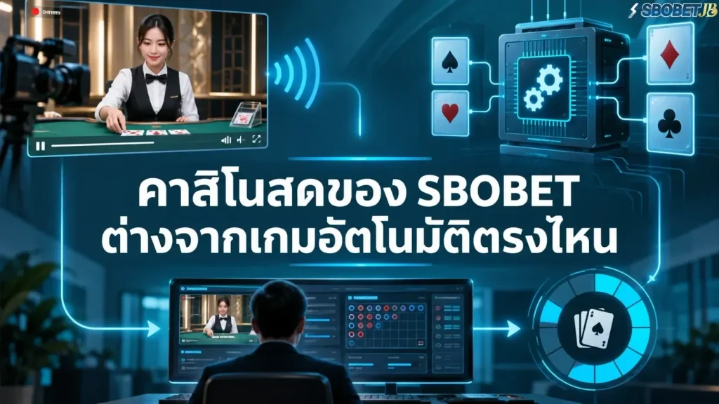 คาสิโนสดของ SBOBET ต่างจากเกมอัตโนมัติตรงไหน - ภาพหน้าปกบทความ