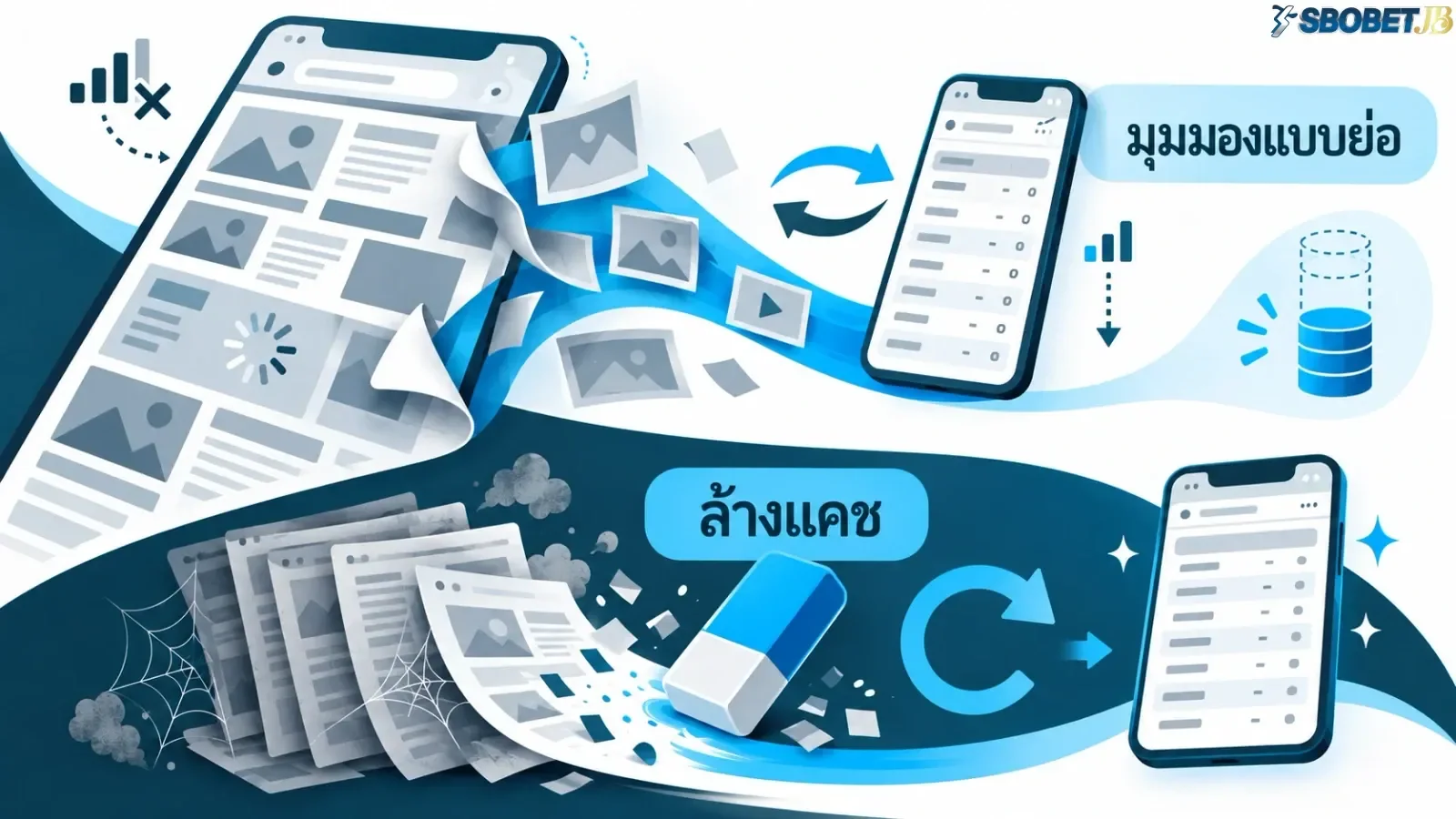 ภาพภาพอธิบายด้วยวัตถุเกี่ยวกับการช่วยเหลือ โดยจัดองค์ประกอบให้สื่อสารใจความของเนื้อหาส่วนนี้อย่างชัดเจน. ภาพใช้เป็นสื่อประกอบเพื่อช่วยให้ผู้อ่านเห็นภาพของประเด็นได้ง่ายขึ้น.